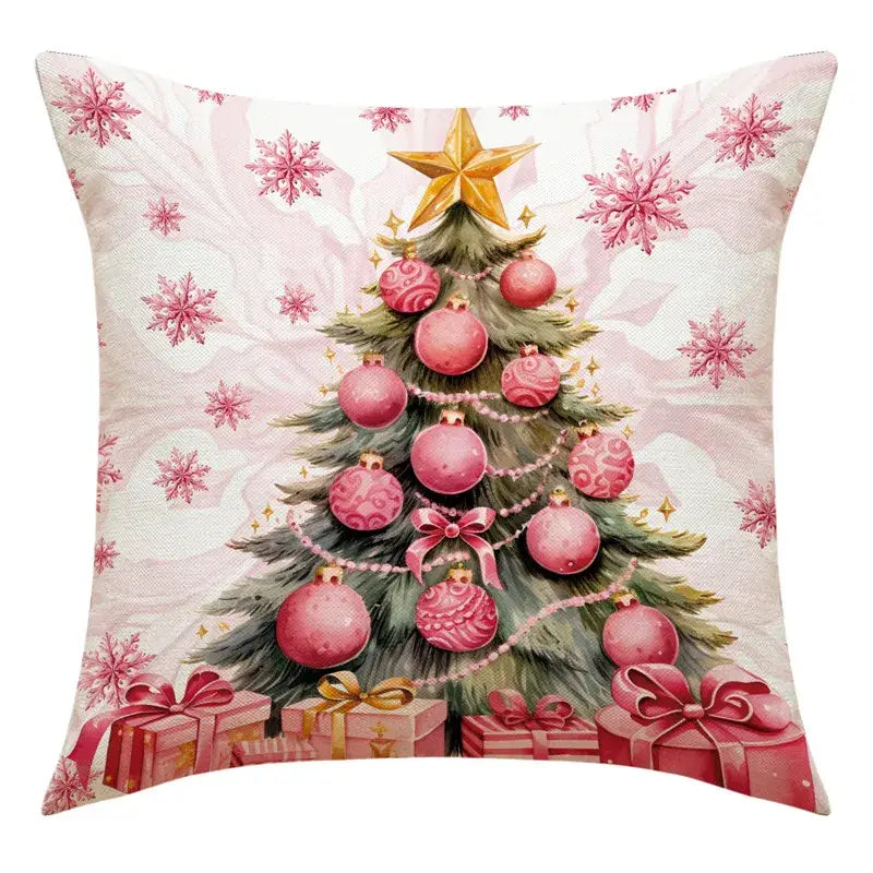 Vintage santa claus and snowman print pillowcase set living room decor