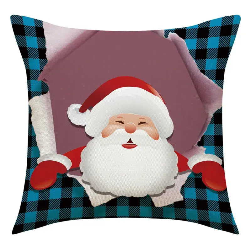 Vintage santa claus and snowman print pillowcase set living room decor