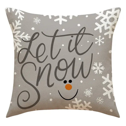 Vintage santa claus and snowman print pillowcase set living room decor