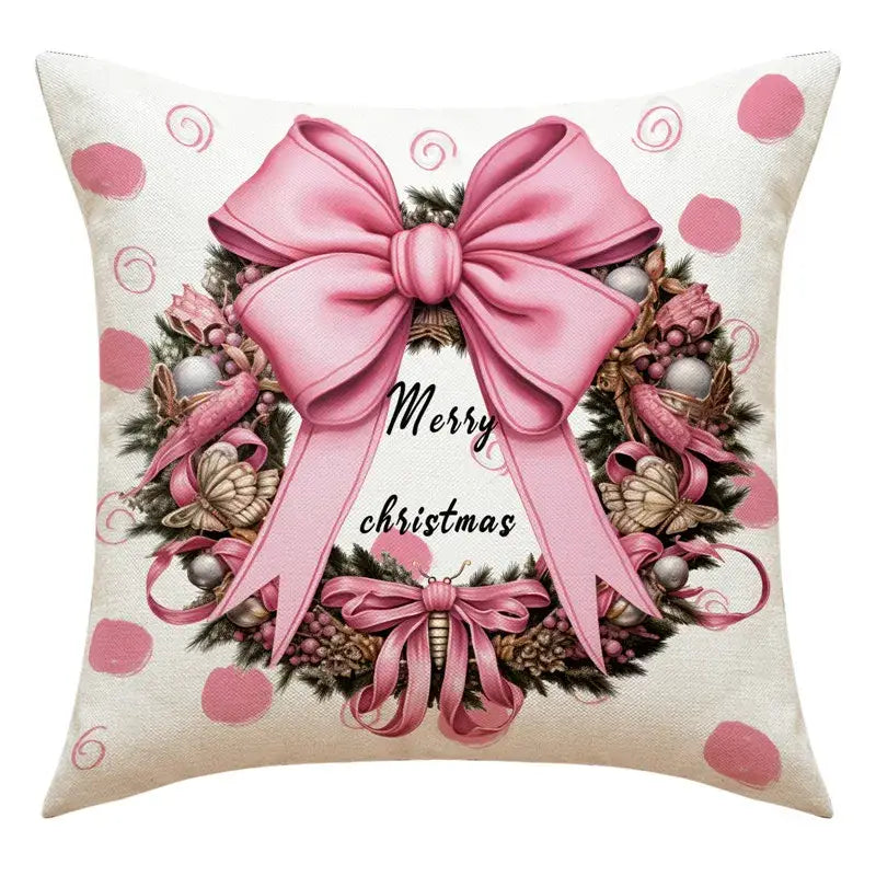 Vintage santa claus and snowman print pillowcase set living room decor