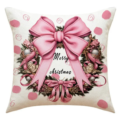 Vintage santa claus and snowman print pillowcase set living room decor