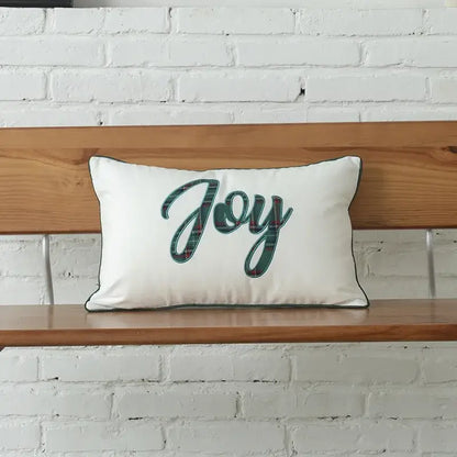 Green and white christmas plaid cotton cushion cover living room
