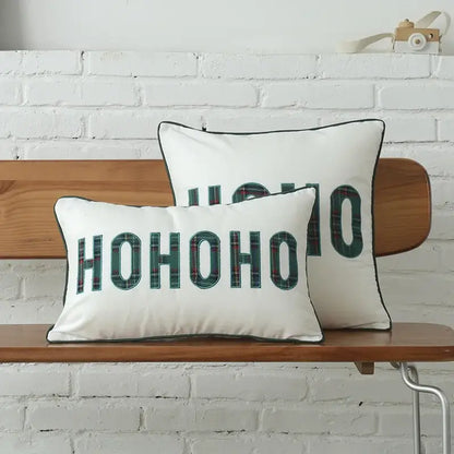 Green and white christmas plaid cotton cushion cover living room