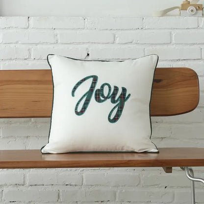Green and white christmas plaid cotton cushion cover living room