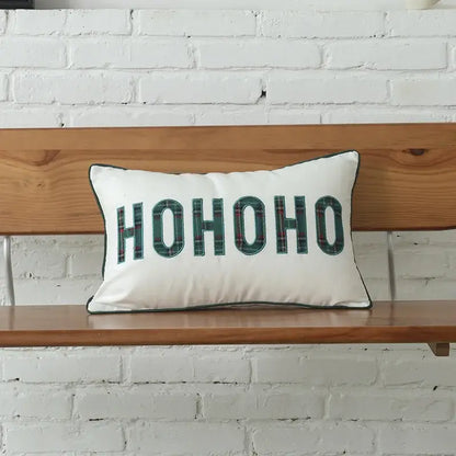 Green and white christmas plaid cotton cushion cover living room
