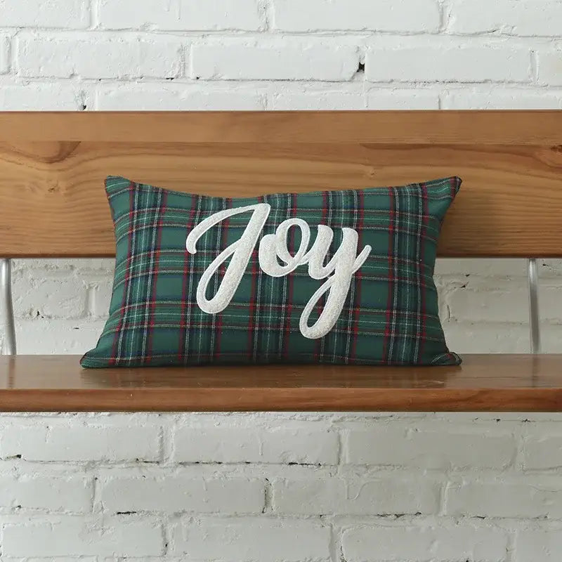 Green and white christmas plaid cotton cushion cover living room