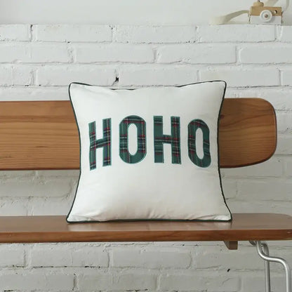 Green and white christmas plaid cotton cushion cover living room