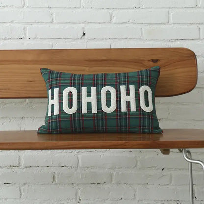Green & white plaid cotton cushion cover living room snowflake decor