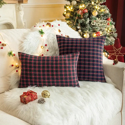 Classic green & red plaid cushion cover living room throw pillow