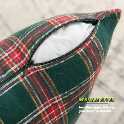 Classic green & red plaid cushion cover living room throw pillow