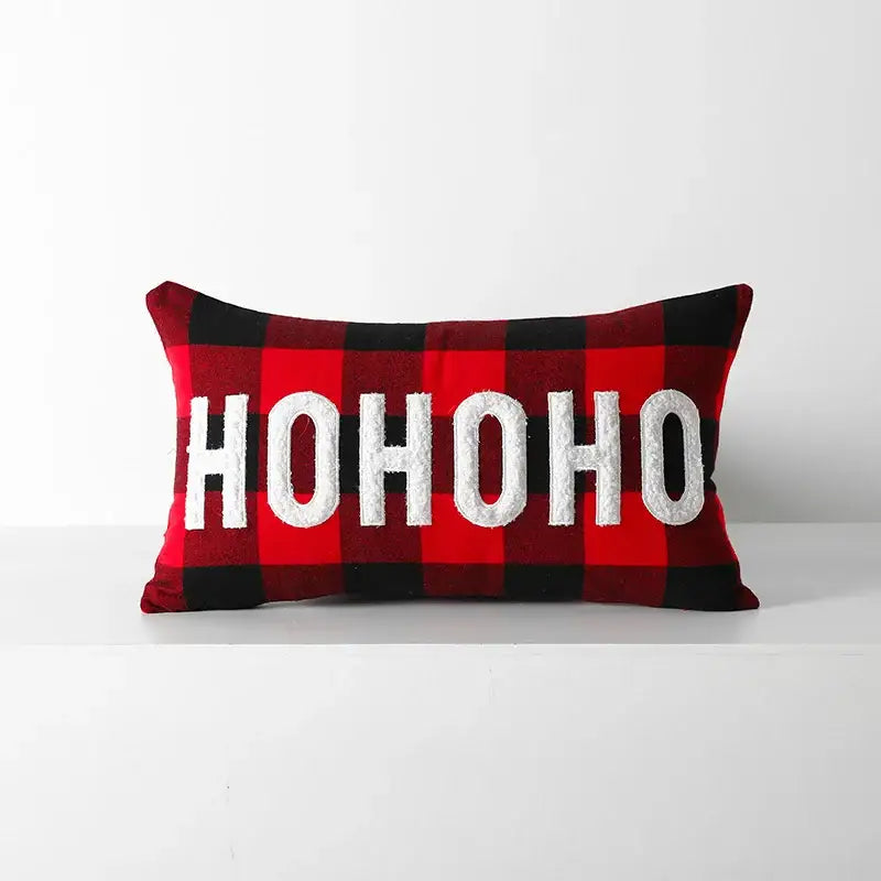 Snowflake red & black plaid cushion cover living room decor