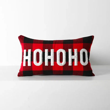 Snowflake red & black plaid cushion cover living room decor