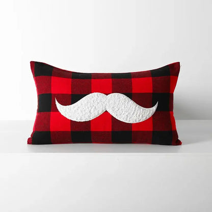 Snowflake red & black plaid cushion cover living room decor