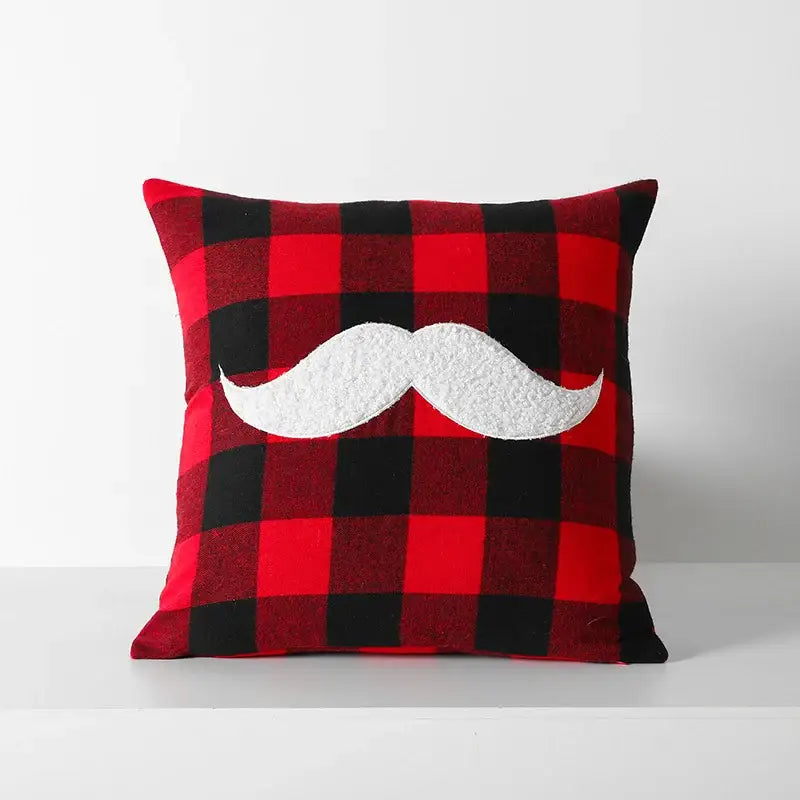 Snowflake red & black plaid cushion cover living room decor