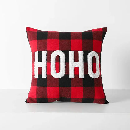 Snowflake red & black plaid cushion cover living room decor