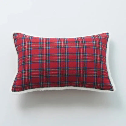 Christmas plaid print pillow case set red & white living room decor