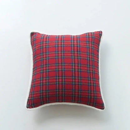 Christmas plaid print pillow case set red & white living room decor
