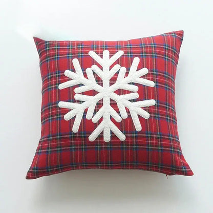 Christmas plaid print pillow case set red & white living room decor