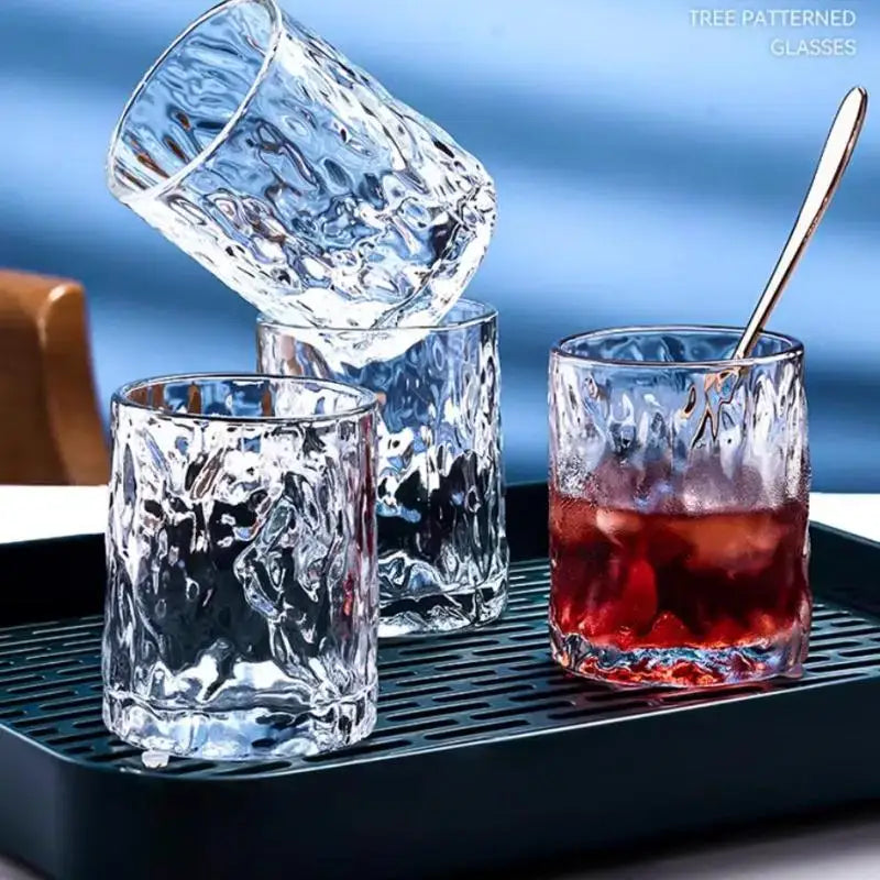 Gold reindeer glass cups holder set with teal tray dining room