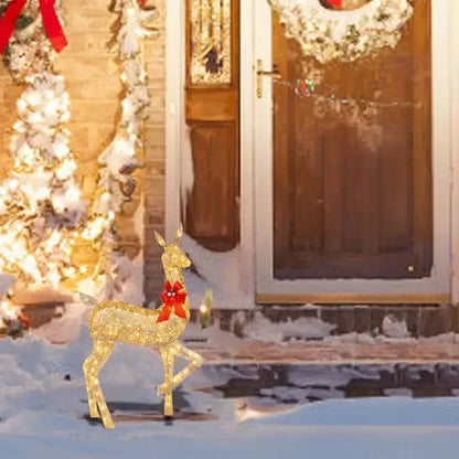Golden illuminated christmas reindeer – outdoor led light