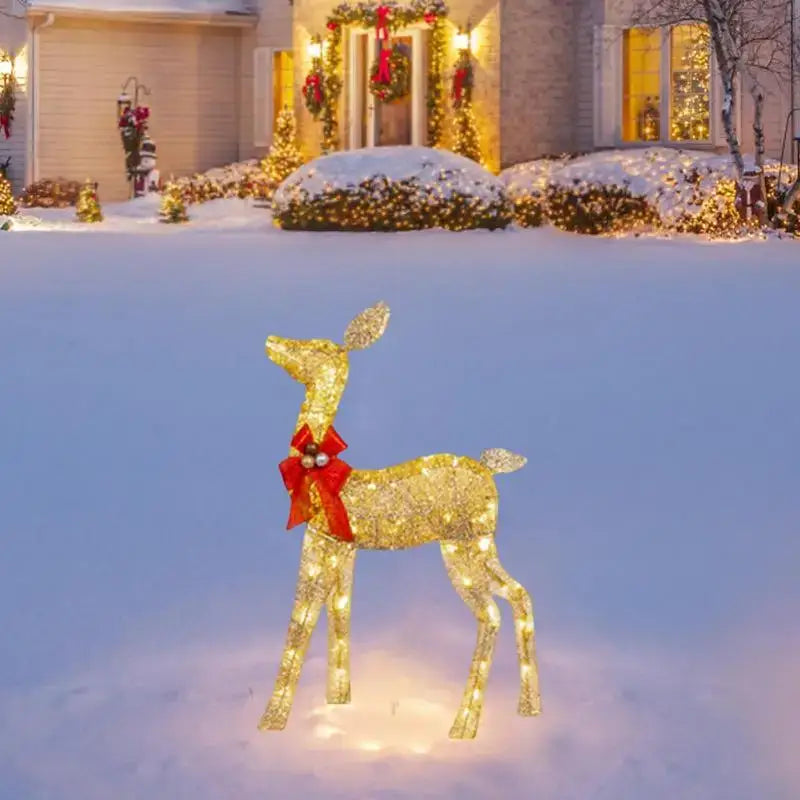 Golden illuminated christmas reindeer – outdoor led light