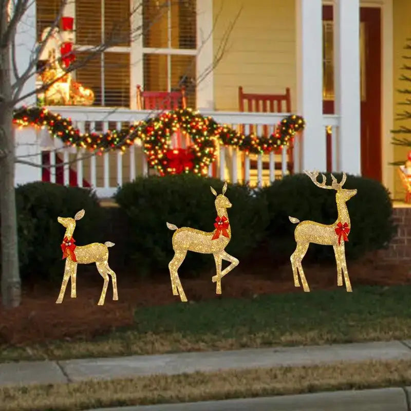 Golden illuminated christmas reindeer – outdoor led light