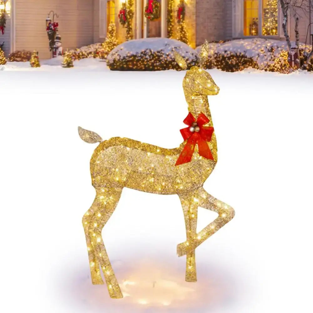 Golden illuminated christmas reindeer – outdoor led light