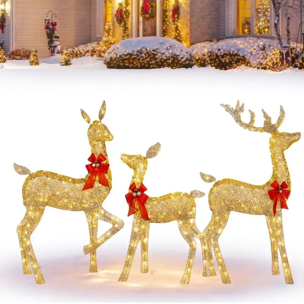 Golden illuminated christmas reindeer – outdoor led light