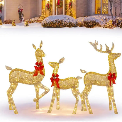 Golden illuminated christmas reindeer – outdoor led light