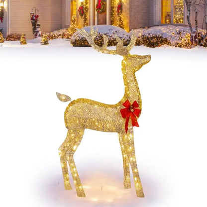 Golden illuminated christmas reindeer – outdoor led light