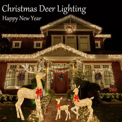 Golden illuminated christmas reindeer – outdoor led light