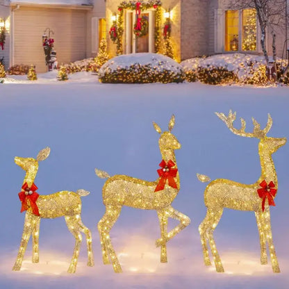 Golden illuminated christmas reindeer – outdoor led light
