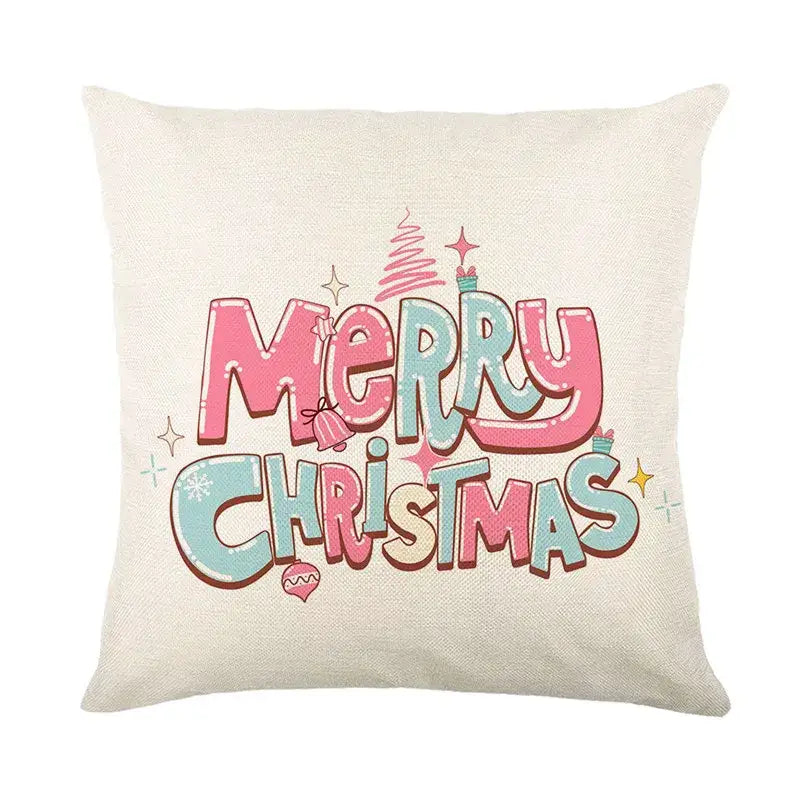 Vintage santa claus pink & cream pillow cover living room decor