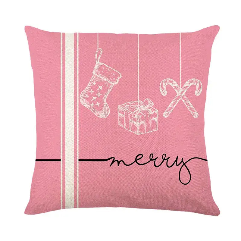 Vintage santa claus pink & cream pillow cover living room decor
