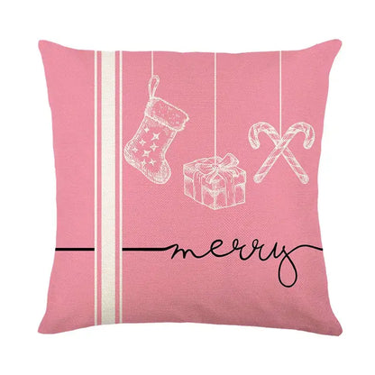 Vintage santa claus pink & cream pillow cover living room decor