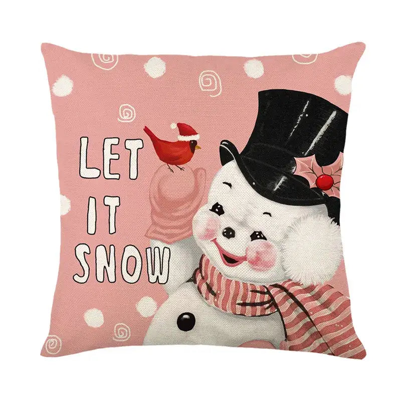 Vintage santa claus pink & cream pillow cover living room decor