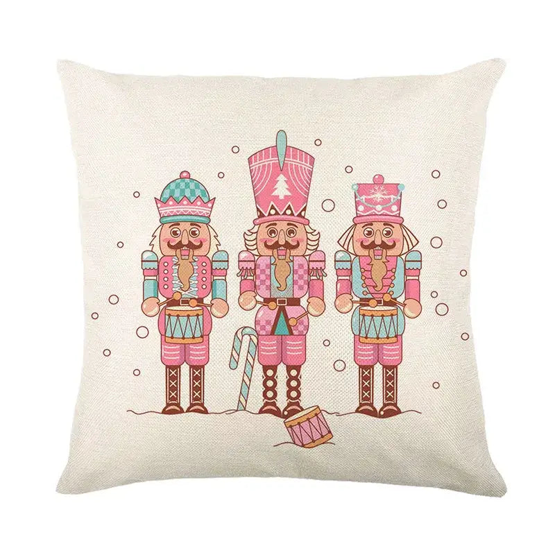Vintage santa claus pink & cream pillow cover living room decor