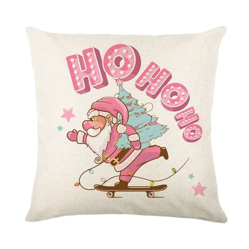 Vintage santa claus pink & cream pillow cover living room decor