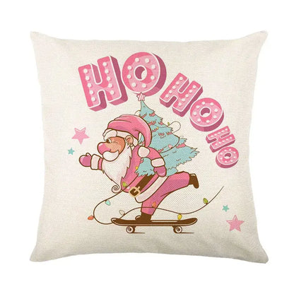 Vintage santa claus pink & cream pillow cover living room decor