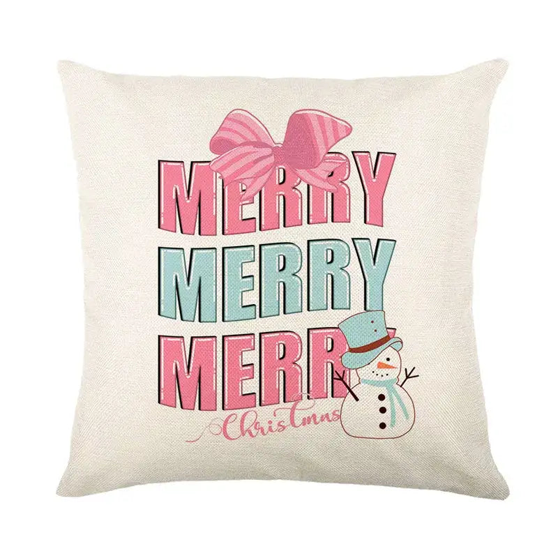 Vintage santa claus pink & cream pillow cover living room decor