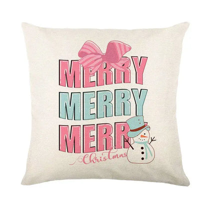 Vintage santa claus pink & cream pillow cover living room decor