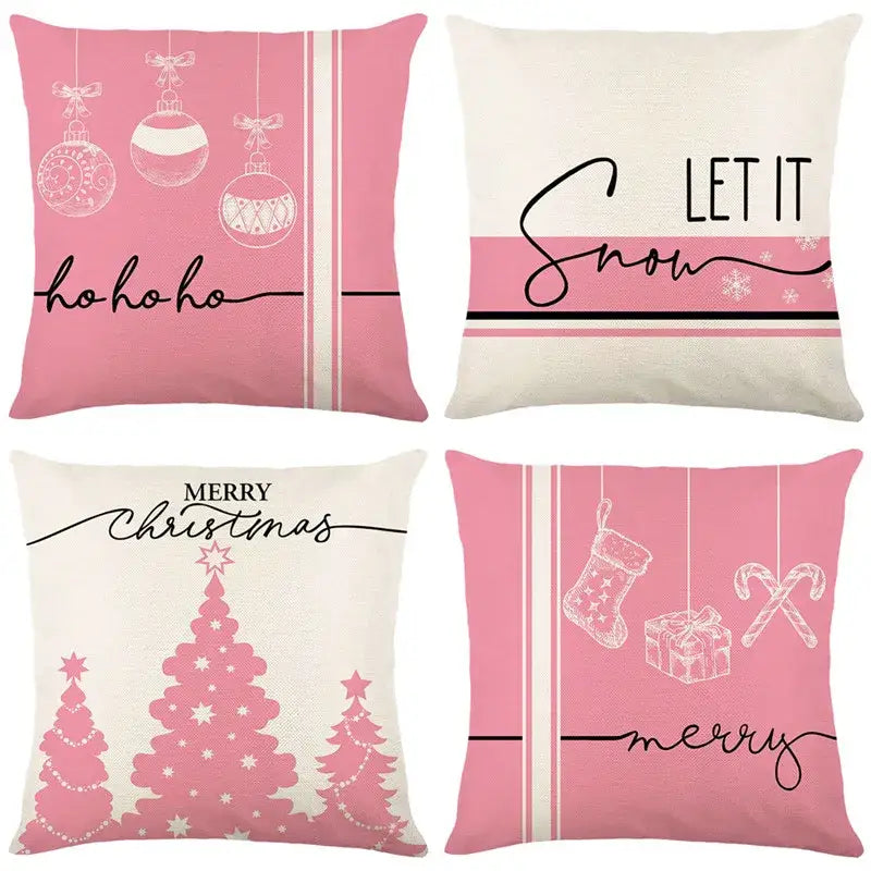 Vintage santa claus pink & cream pillow cover living room decor