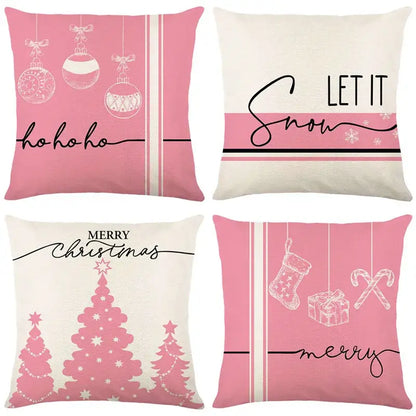 Vintage santa claus pink & cream pillow cover living room decor