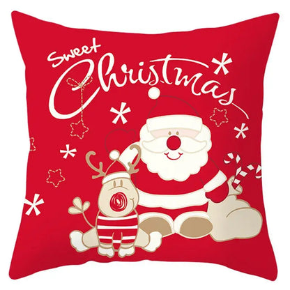 Red and white santa claus snowflake pillow cover living room decor