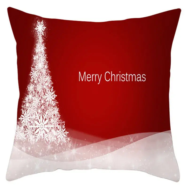 Red and white santa claus snowflake pillow cover living room decor