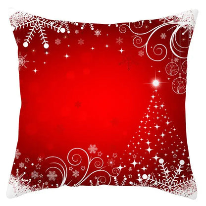 Red and white santa claus snowflake pillow cover living room decor