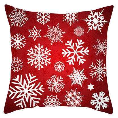 Red and white santa claus snowflake pillow cover living room decor