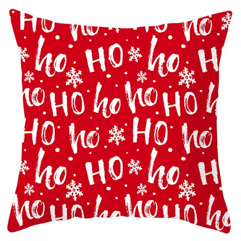 Red and white santa claus snowflake pillow cover living room decor