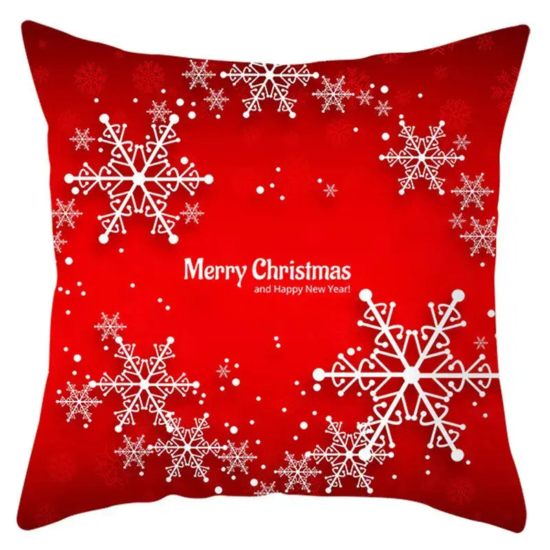 Red and white santa claus snowflake pillow cover living room decor