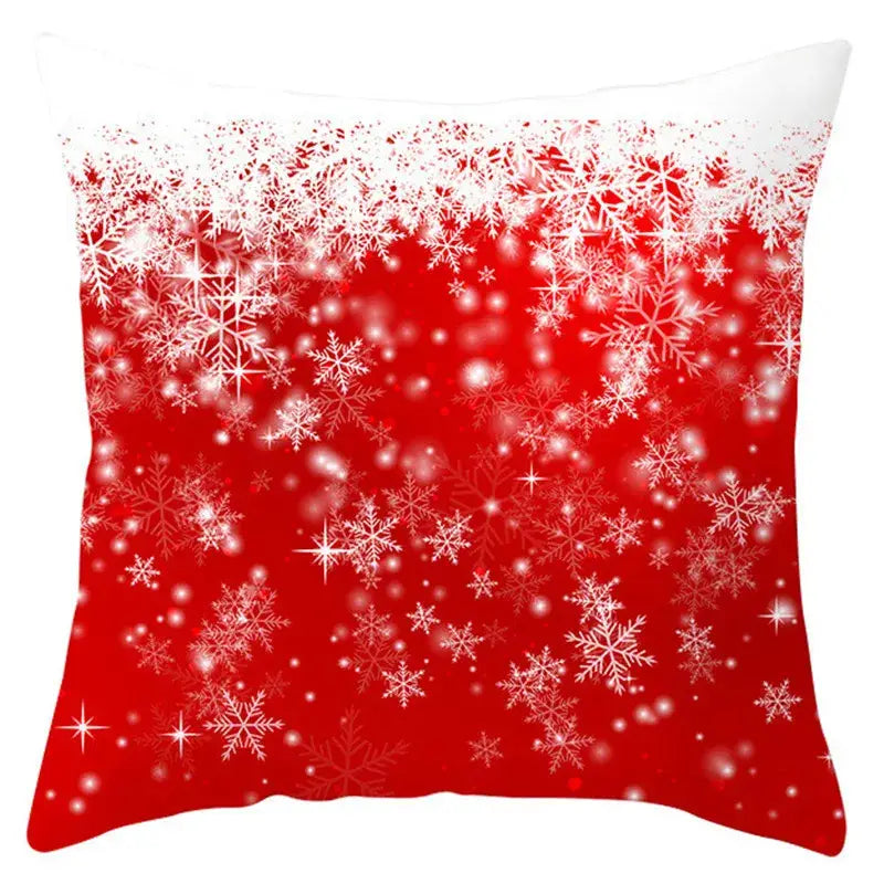 Red and white santa claus snowflake pillow cover living room decor
